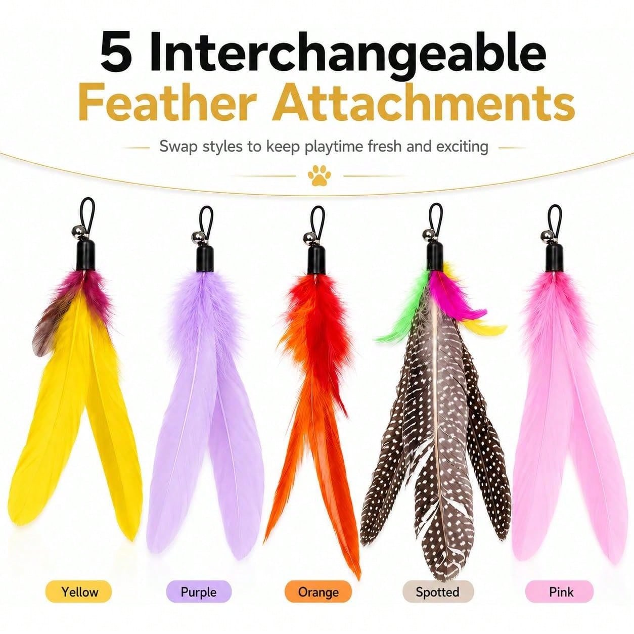 Cat Wand Toy With 5 Feather At - Interactive Cat Toy review and price